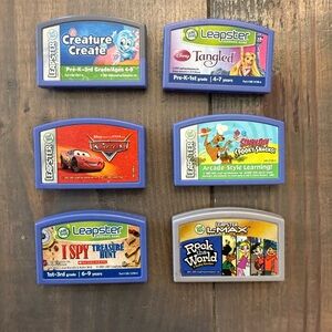 Lot of 6 Leap Frog Leapster Game Cartridges Cars Tangled Scooby Doo Disney